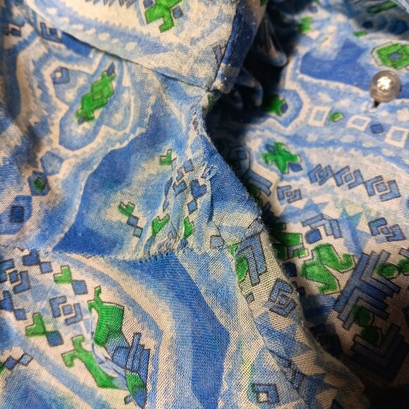 sz 10 Vintage 1960's Sheer Berkshire Geometric Print House Dress w/Belt B-Tween - Picture 14 of 15